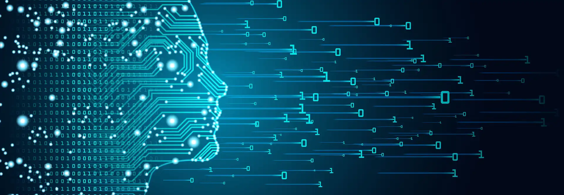Eine grafische Darstellung von Künstlicher Intelligenz mit Umrissen eines Gesichts