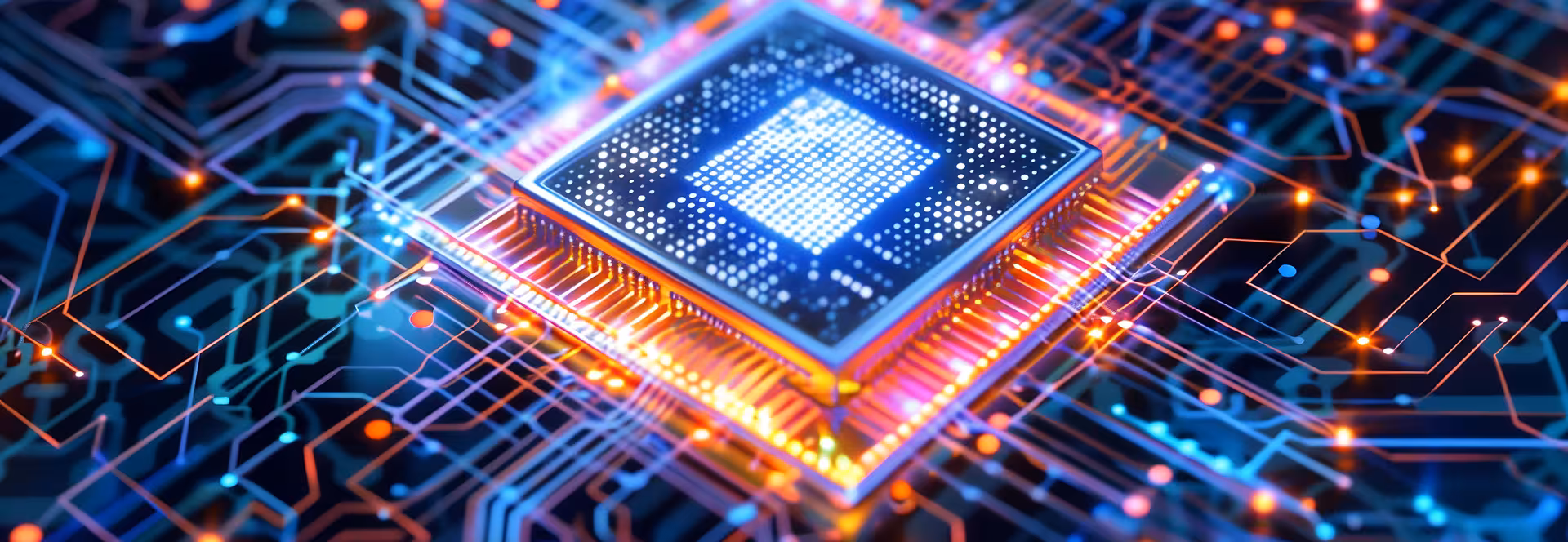 Eine grafische Darstellung eines Chips mit Linien und Verbindungen