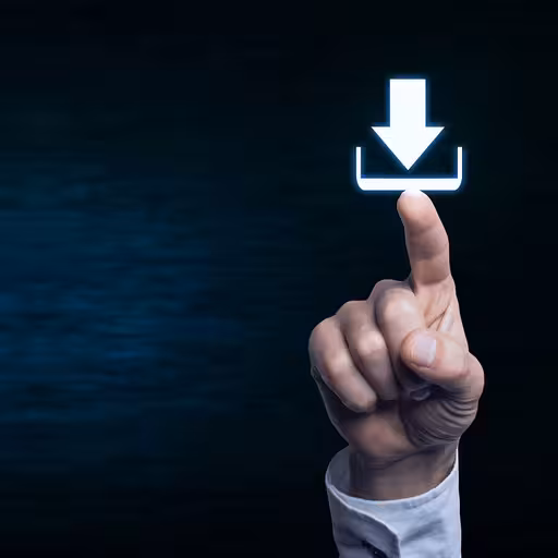 Ein Finger, der auf ein Downloadsymbol zeigt